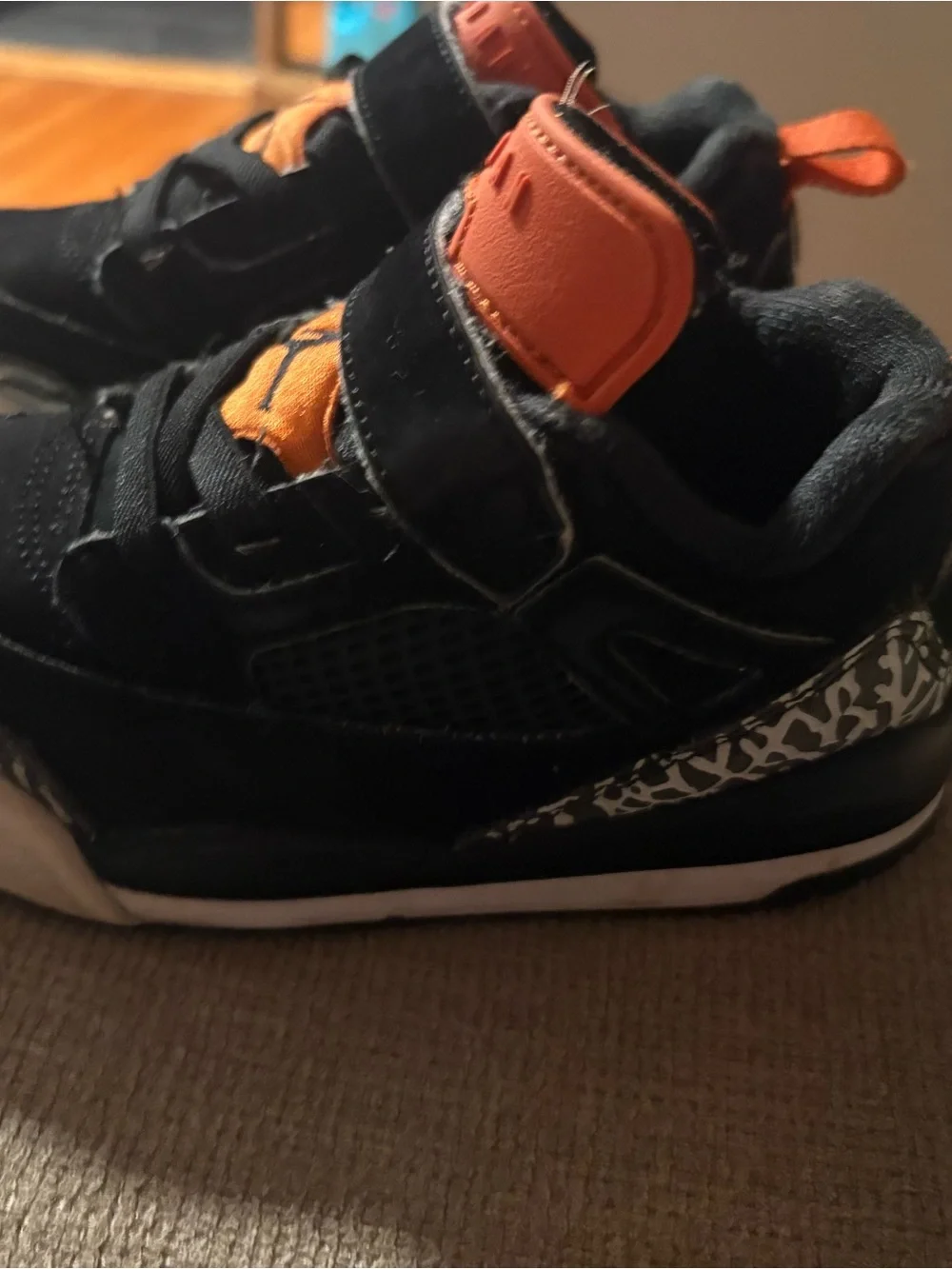 Nike Kids Black and Orange Hook-and-Loop Sneakers